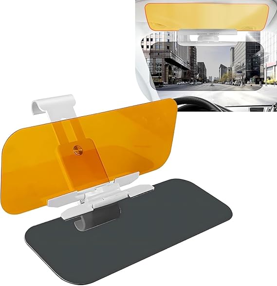 Anti-Glare Visor, SUNNIFA Car Day and Night ,2 in 1 Automobile Sun Anti-UV Block Visor Non Glare Anti-Dazzle Sunshade Mirror Goggles Shield for Driving Goggles, Aluminum