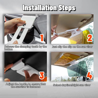 Anti-Glare Visor, SUNNIFA Car Day and Night ,2 in 1 Automobile Sun Anti-UV Block Visor Non Glare Anti-Dazzle Sunshade Mirror Goggles Shield for Driving Goggles, Aluminum